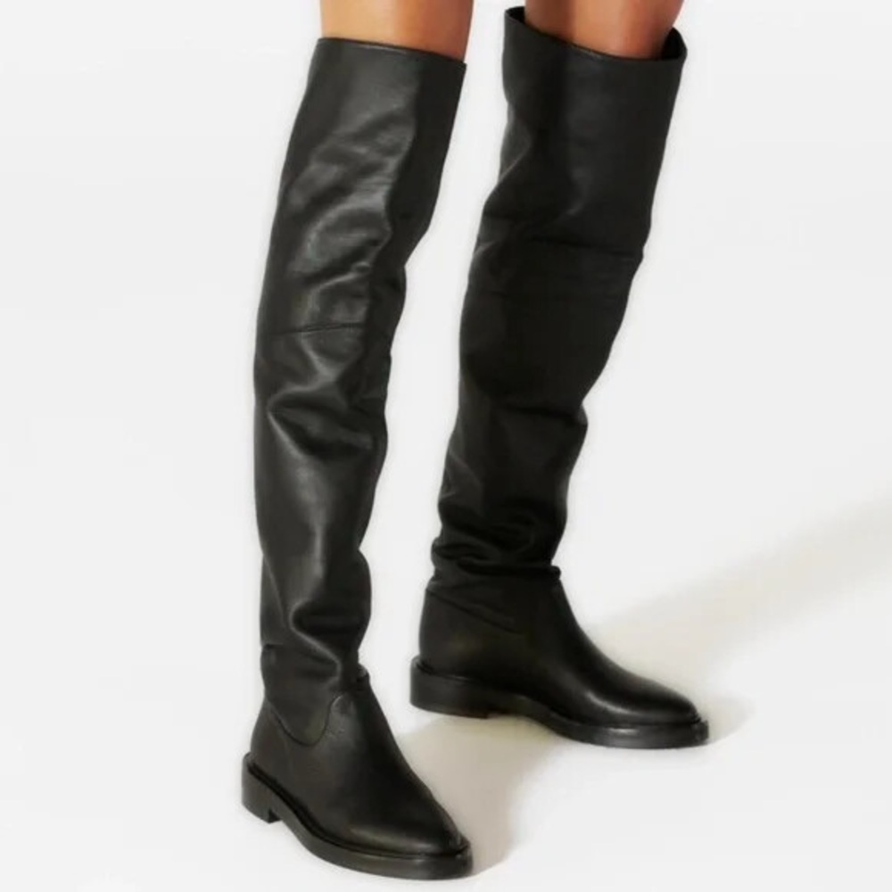 Tamara Mellon Black Nappa Tempest Over the Knee Boots 15mm Heels